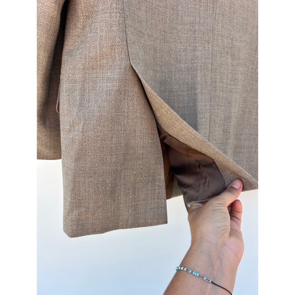 Vintage Yves Saint Laurent Oversized Blazer Jacket Double Breasted Taupe YSL XL - Picture 9 of 11